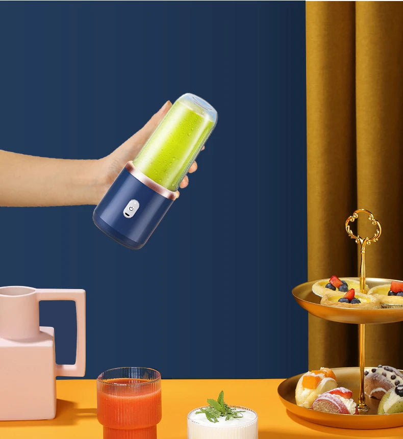 Portable Juicer Cup Smoothie Blender 6 Blade Blender Bottle Household Fruit Juicer Cup USB Rechargeable Juicer Kitchen Tool