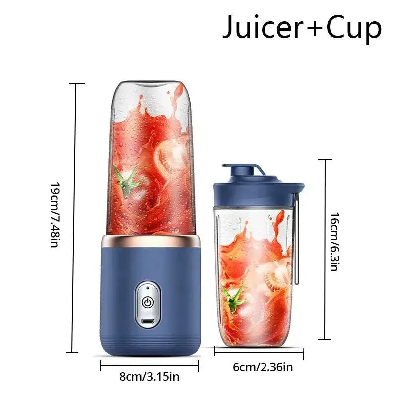 Portable Juicer Cup Smoothie Blender 6 Blade Blender Bottle Household Fruit Juicer Cup USB Rechargeable Juicer Kitchen Tool
