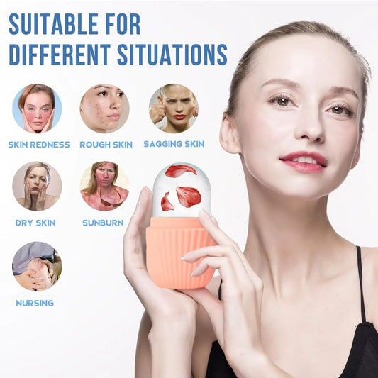 Ice Face Roller & Stainless Steel Gua Sha Tool Set, Facial Massager Ice Roller Skin Care Tool Beauty Set Lifting Contouring Tool