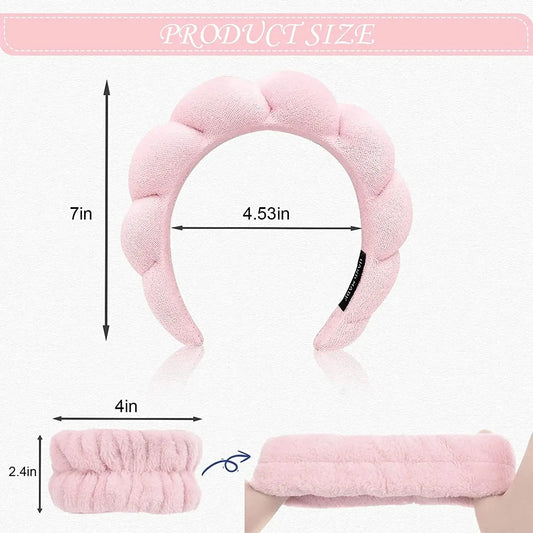 3 Piece Luxury Fiber Spa Headband and Wristband Set - Soft and Comfortable - Face Wash, Makeup Women's Hair Accessories Set